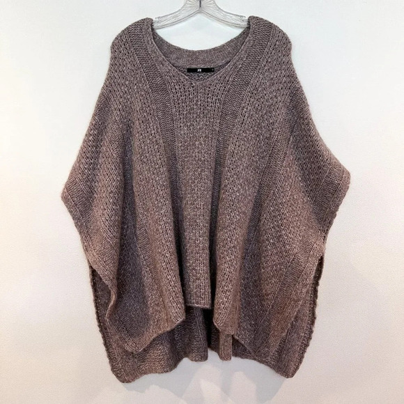 Jarbo Baby Alpaca Blend Brown Knit V Neck Soft Bohemian Oversized Sweater Vest 0 - Picture 2 of 8